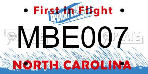 MBE007 North Carolina License Plate