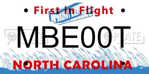 MBE00T North Carolina License Plate