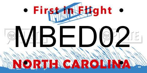 MBED02 North Carolina License Plate