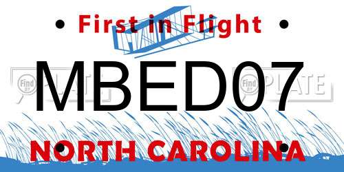 MBED07 North Carolina License Plate