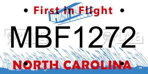 MBF1272 North Carolina License Plate