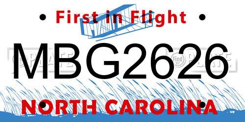 MBG2626 North Carolina License Plate