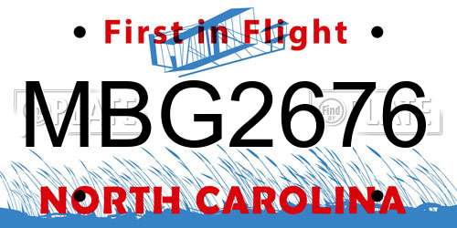 MBG2676 North Carolina License Plate