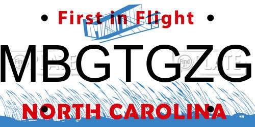MBGTGZG North Carolina License Plate