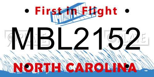 MBL2152 North Carolina License Plate