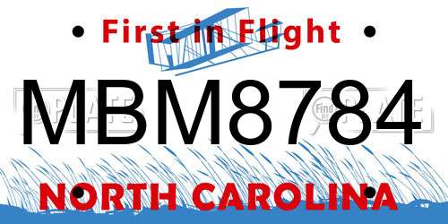 MBM8784 North Carolina License Plate