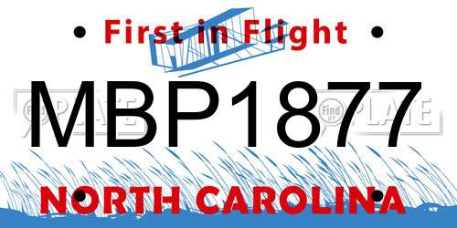 MBP1877 North Carolina License Plate