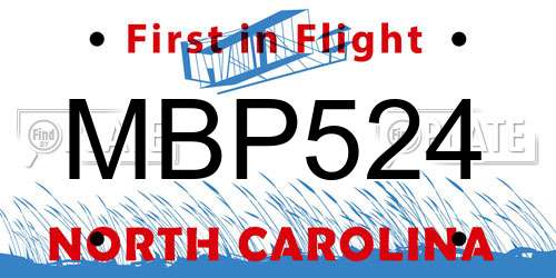 MBP524 North Carolina License Plate