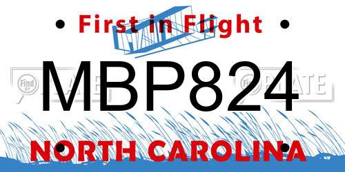 MBP824 North Carolina License Plate