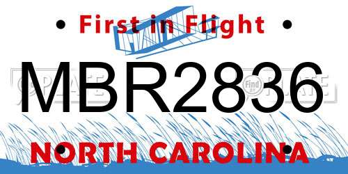 MBR2836 North Carolina License Plate