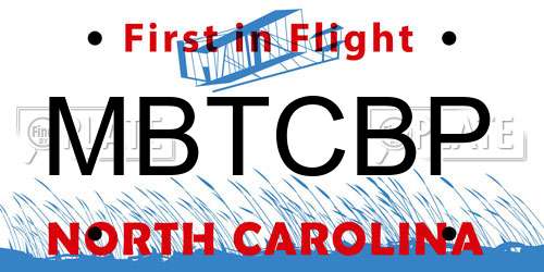 MBTCBP North Carolina License Plate