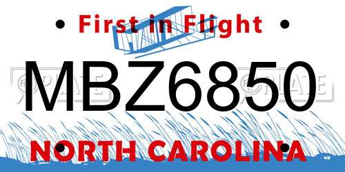 MBZ6850 North Carolina License Plate