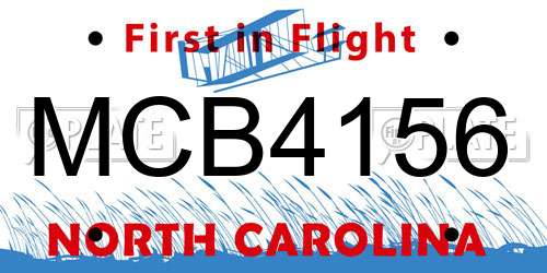MCB4156 North Carolina License Plate
