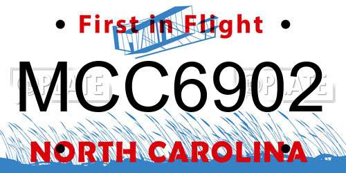 MCC6902 North Carolina License Plate