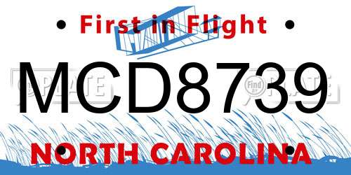 MCD8739 North Carolina License Plate