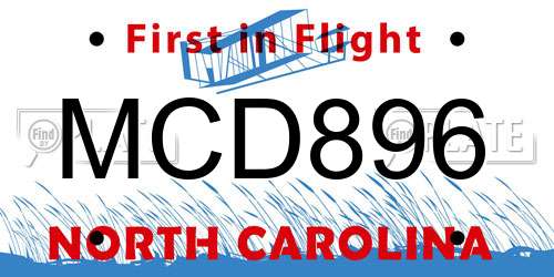MCD896 North Carolina License Plate
