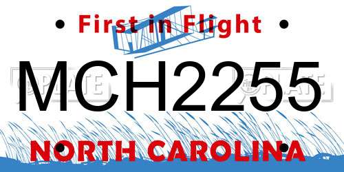 MCH2255 North Carolina License Plate