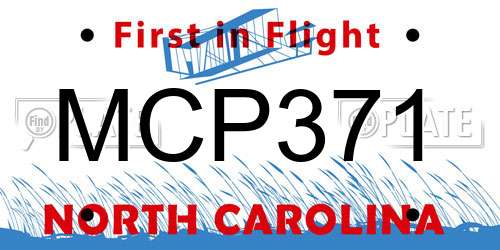 MCP371 North Carolina License Plate