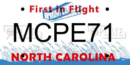 MCPE71 North Carolina License Plate