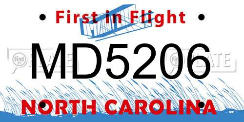 MD5206 North Carolina License Plate