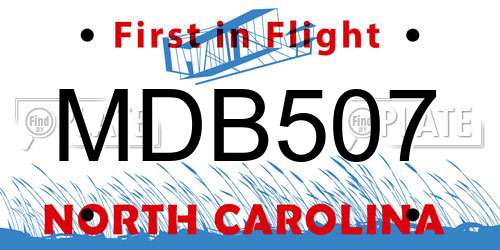 MDB507 North Carolina License Plate