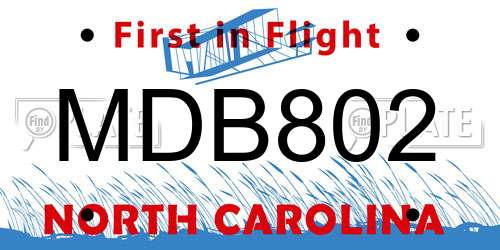 MDB802 North Carolina License Plate