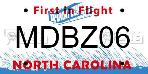 MDBZ06 North Carolina License Plate