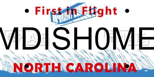 MDISH0ME North Carolina License Plate