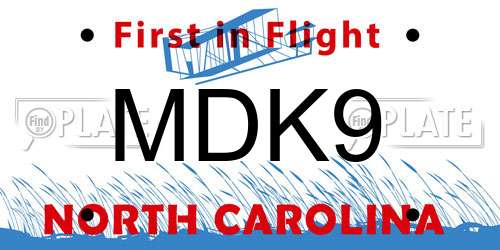 MDK9 North Carolina License Plate