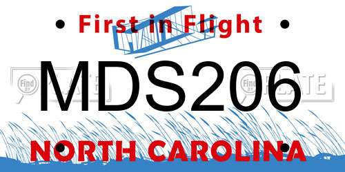 MDS206 North Carolina License Plate