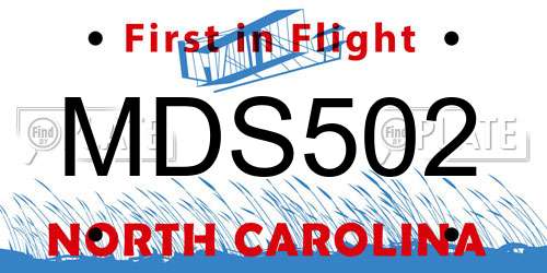 MDS502 North Carolina License Plate