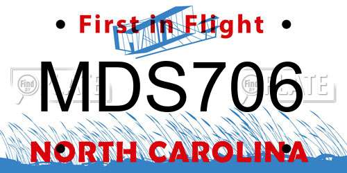 MDS706 North Carolina License Plate