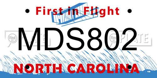 MDS802 North Carolina License Plate