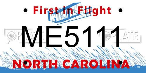 ME5111 North Carolina License Plate