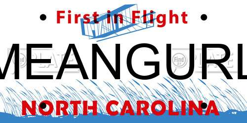 MEANGURL North Carolina License Plate