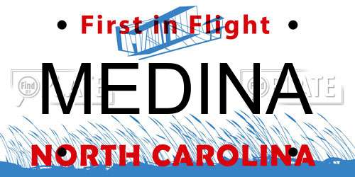 MEDINA North Carolina License Plate