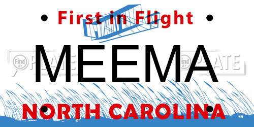 MEEMA North Carolina License Plate