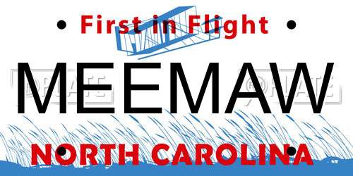 MEEMAW North Carolina License Plate