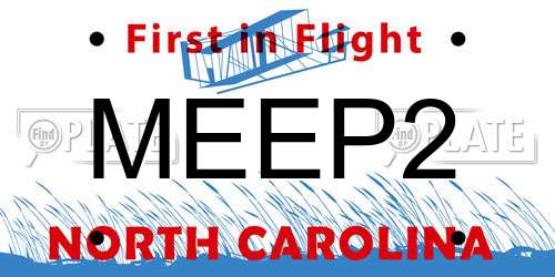 MEEP2 North Carolina License Plate