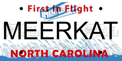 MEERKAT North Carolina License Plate