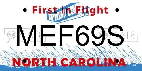 MEF69S North Carolina License Plate
