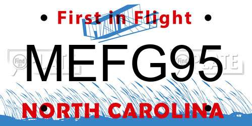 MEFG95 North Carolina License Plate