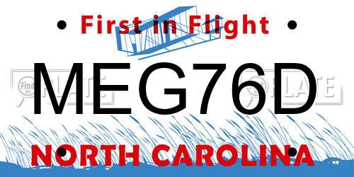 MEG76D North Carolina License Plate