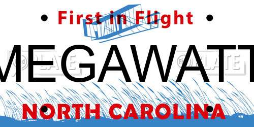 MEGAWATT North Carolina License Plate