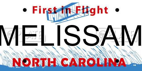 MELISSAM North Carolina License Plate