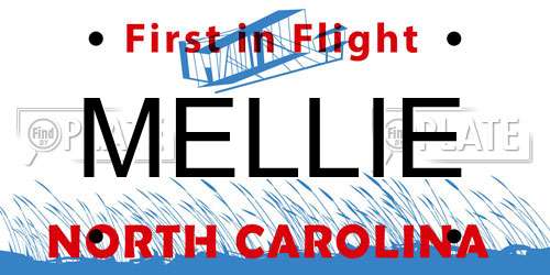 MELLIE North Carolina License Plate