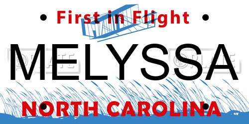 MELYSSA North Carolina License Plate