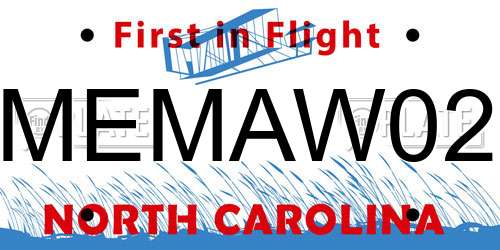 MEMAW02 North Carolina License Plate