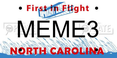 MEME3 North Carolina License Plate