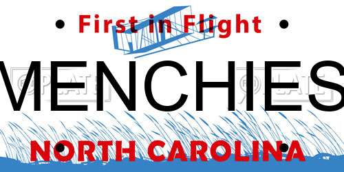 MENCHIES North Carolina License Plate